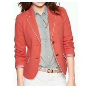 Gap Women's Academy Blazer Size 4 Fire Coral Knit Pink Jacket 2 Button Career